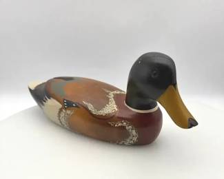 Vintage Carved Wood Mallard Duck Decoy Hand Painted