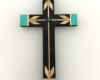 Signed Carlton Gallegos Santa Ana Pueblo Wooden Cross Native American Art