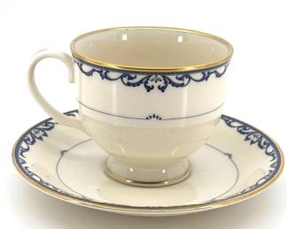 Vintage Lenox Liberty Fine Ivory China Footed Teacup  Saucer Set  Made in USA