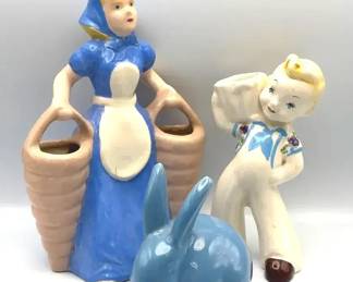 Vintage Yona Ceramics Dutch Boy  Dutch Girl Planter Figurine Set