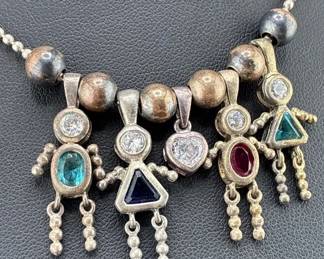Sterling Family Birthstone Necklace 18 Chain
