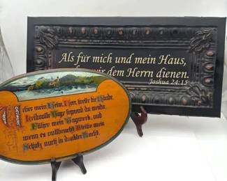 Two Decorative Wall Plaques in German Text