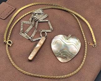 Small Knife Pendant Necklace with Shell Accent  18 Chain
