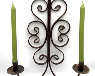 Vintage Wrought Iron DoubleCandle Wall Sconce