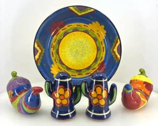 Vintage Certified International Southwestern Style Dish and Shaker Set