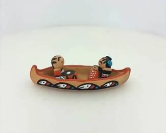 Vintage Southwestern Style Canoe Figurine