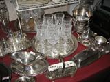 glassware and silver serving pieces