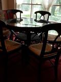 GLASSTOP AND WICKER SET
