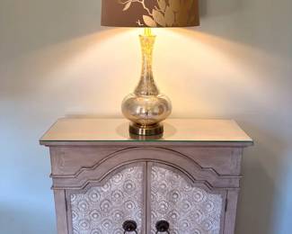 Uttermost Allaire French Country Accent Cabinet and Gold Floral Lamp