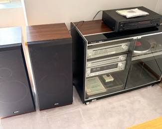 KENWOOD Media System, Storage Cabinet, and 2 Speakers
