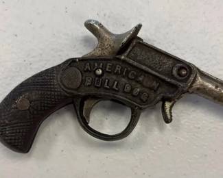 Antique American Bull Dog Cast Metal Miniature Toy Cap Pistol Vintage Collectible