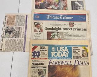 Vintage 1997 Princess Diana Memorial Funeral Newspaper Collection Chicago Tribune USA Today