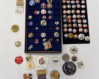 Vintage Political Memorabilia Collection Presidential Campaign Buttons, Pins, Convention Ribbons