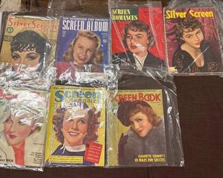 Collection of 7 Vintage Silver Screen, Screen Romances, Screen Book Screenland Hollywood Magazines