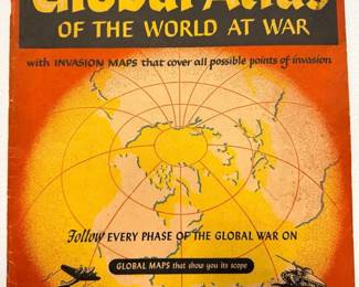 Vintage WWII MatthewsNorthrup Global Atlas of the World at War Military Invasion Maps