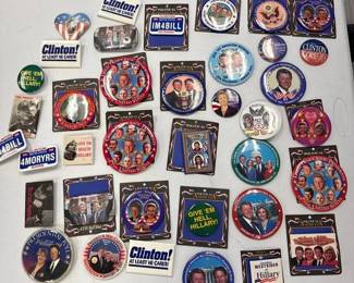 Vintage Bill Hillary Clinton Political Campaign Presidential Inauguration Button Collection