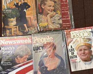 Vintage Collectible Magazine Lot of 5 1941 Glamour, Redbook, Lucille Ball, Nancy Reagan Pope J