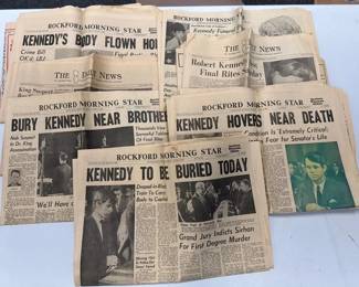 Original 1968 Robert F. Kennedy Assassination Funeral Newspaper Collection