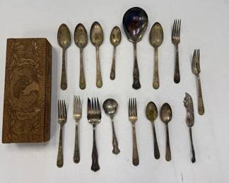 Vintage Silverplate Flatware Collection Ornate Floral Forks, Spoons, Serving Pieces