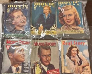 Collection of 6 Vintage Movie Mirror, Movie Story Real Story Hollywood Magazines
