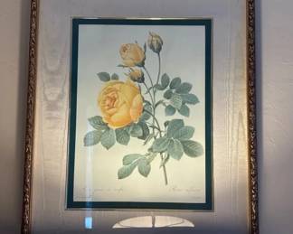 Set of 3 Framed French Botanical Floral Prints After J. L. Prevost  Roses  Mixed Flowers
