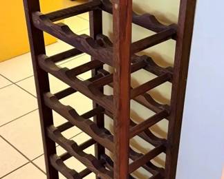 Vintage Solid Wood Freestanding Wine Rack with Slotted Top  Multiple Bottle Storage Shelves