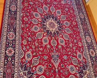 Large PersianStyle Oriental Area Rug  Red  Navy Floral Medallion Design 9x13 Rug