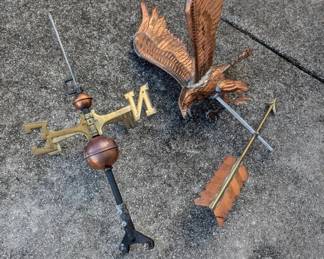 Vintage Copper Flying Eagle Weathervane  Brass Directional Rooftop Weathervane  2 Pieces