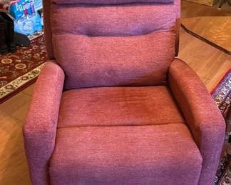 Set of 2 Burgundy Upholstered Motion Recliners  Plush HighBack Reclining Chairs