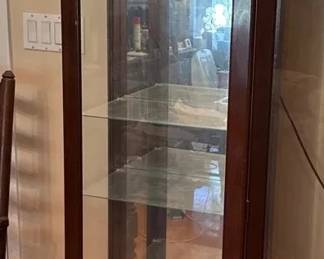 Tall Curved Glass Curio Display Cabinet with Arched Top, Etched Glass  Glass Shelves