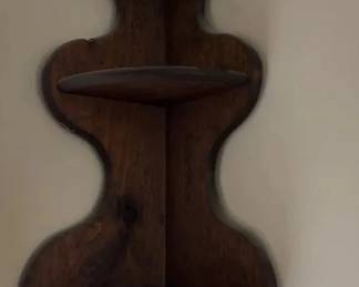 Vintage Rustic Wood 3Tier Corner Whatnot Shelf  Scalloped Farmhouse Wall Display