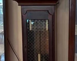 Traditional Grandfather Clock with Ornate Brass Dial, Moon Phase Arch  Dark Wood Case
