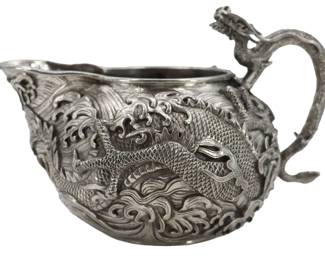 Lot 244A Japanese Export Sterling Silver Dragon Sauceboat 10.110 ozt.