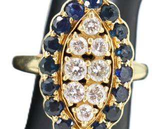Lot 271 18k Gold, Diamond, and Sapphire Ring RS 6.75 Gross 6.8 g.