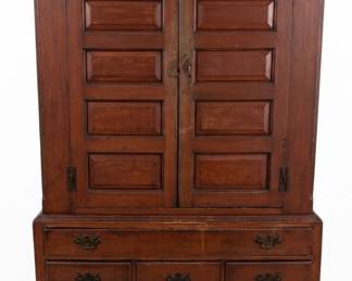 Lot 1710 Very Rare Likely Pennsylvania Period 18th Century Early Painted Trifid Foot Carved Secretary