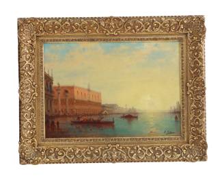Lot 1512 Charles-Clement Calderon (1870-1906) French, Oil on Canvas Venetian Landscape Le Palais des Doges depuis le Grand Canal de Venise