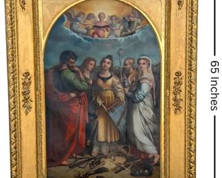 Lot 1516 After Raphael, Monumental Oil on Canvas Painting, The Ecstacy of Saint Cecelia