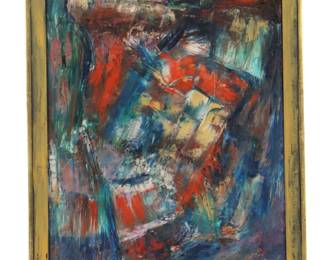 Lot 147 Harold Anton (Born 1905) American, Oil on Canvas Abstract Expressionist Dove of Peace