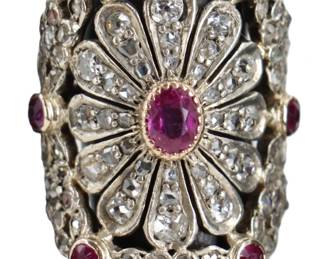 Lot 277 14k Gold, Diamond, and Sapphire Ring RS 5.75 Gross 9.8 g.