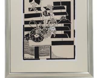 Lot 1 Francoise Gilot (1921-2023) French, Original India Ink Drawing Japanese Flowerpot