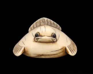 Lot 1798 Japanese Carved Bone Netsuke of a Blowfish Fugu