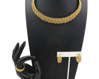 Lot 80 A.G.A Correa 18k Gold Woven Jewelry Set 183.4 g.