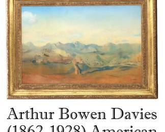 Lot 1507 Arthur Bowen Davies (1862-1928) American, Oil on Canvas View of Mountains (Spain)
