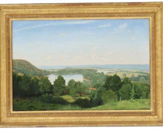 Lot 1513 Frederick Stanton Perkins (1832-1899) American, Oil on Canvas Landscape with View of a River