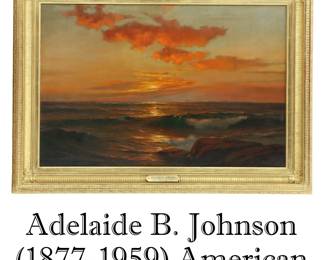 Lot 1506 Adelaide B. Johnson (1877-1959) American, Oil on Canvas Landscape Luminist NY Sunset