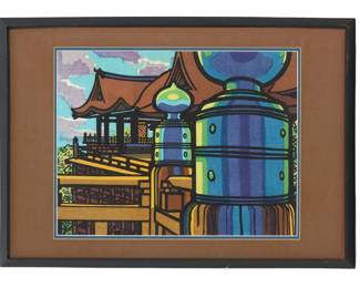Lot 2523 Clifton Karhu (1927-2007) American Japanese, Woodblock Print Kiyomizu Temple