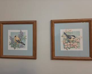 $25 (2) Finch & Chickadee small cross stitches