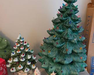 $180 X-Large 24" 3 pc Ceramic Christmas tree, $50 Med Tree, $6 ea (2) Mini trees