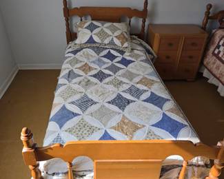 Twin Quilts- $12 ea Burgandy & Blue, $50 Vintage Homemade patchwork