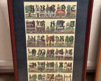 $50, "Alphabet houses" large cross stitch